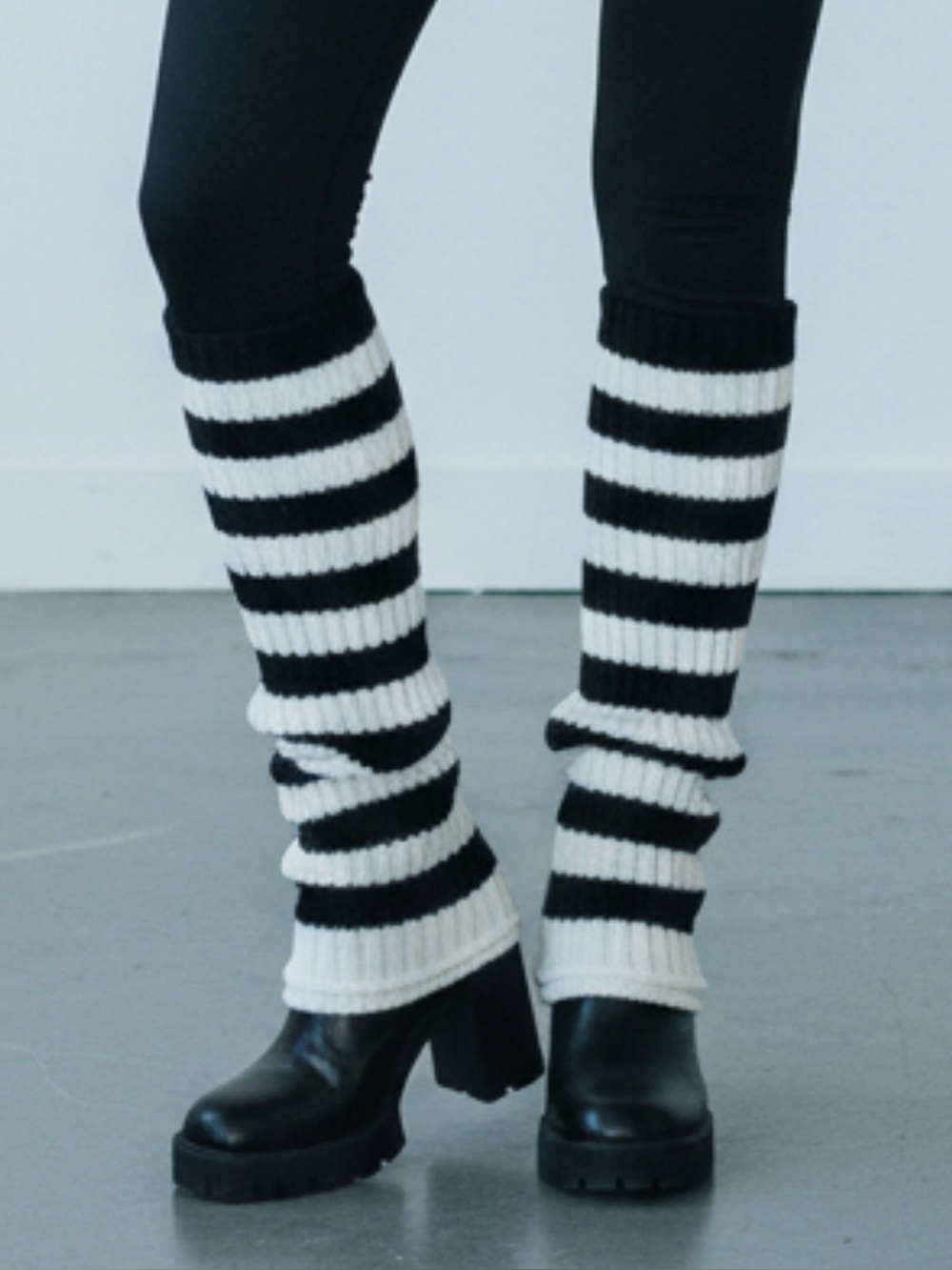 Black & White Striped Leg Warmers
